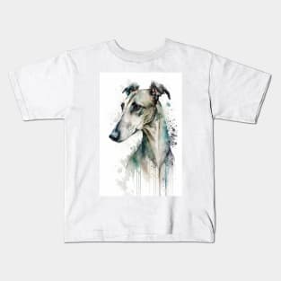 Watercolor Greyhound Grayhound Dog Portrait Kids T-Shirt